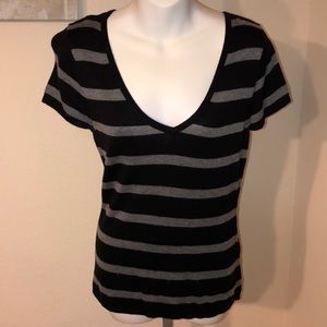 Express striped short sleeve sweater